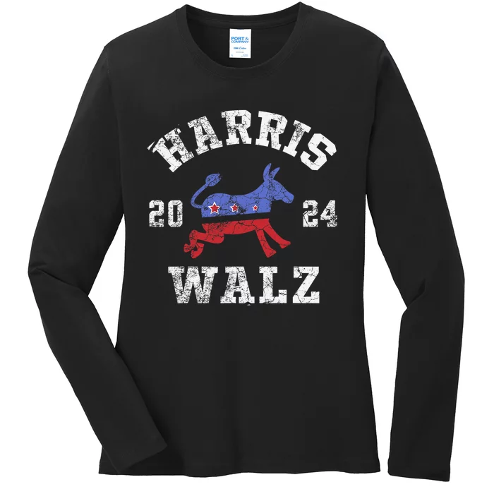 Harris Waltz 2024 Election Kamala Harris Tim Waltz Ladies Long Sleeve Shirt