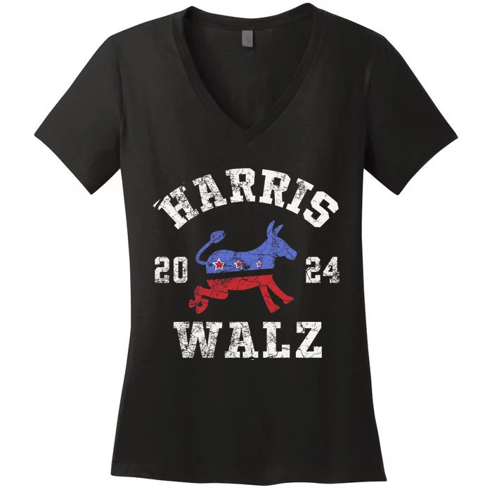 Harris Waltz 2024 Election Kamala Harris Tim Waltz Women's V-Neck T-Shirt