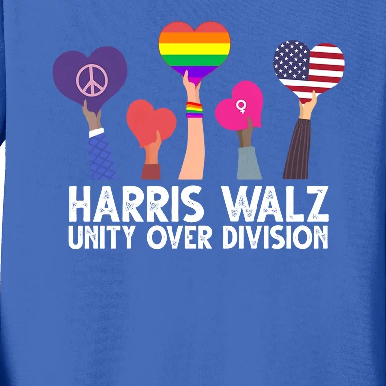 Harris Waltz 2024 Unity Over Division Lgbtq Equality Kids Long Sleeve Shirt