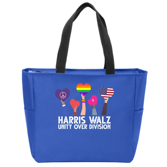 Harris Waltz 2024 Unity Over Division Lgbtq Equality Zip Tote Bag