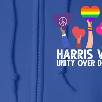 Harris Waltz 2024 Unity Over Division Lgbtq Equality Full Zip Hoodie