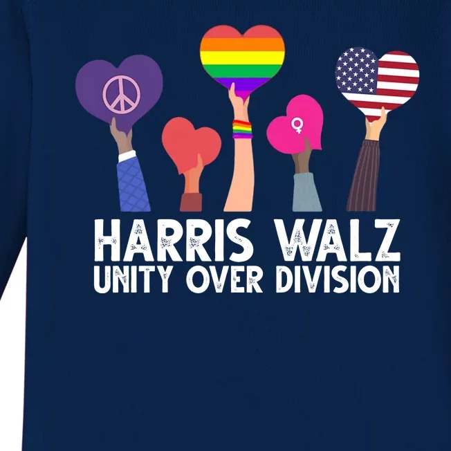 Harris Waltz 2024 Unity Over Division Lgbtq Equality Baby Long Sleeve Bodysuit