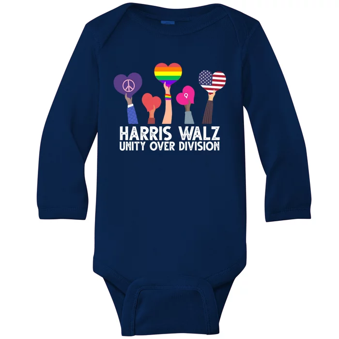 Harris Waltz 2024 Unity Over Division Lgbtq Equality Baby Long Sleeve Bodysuit