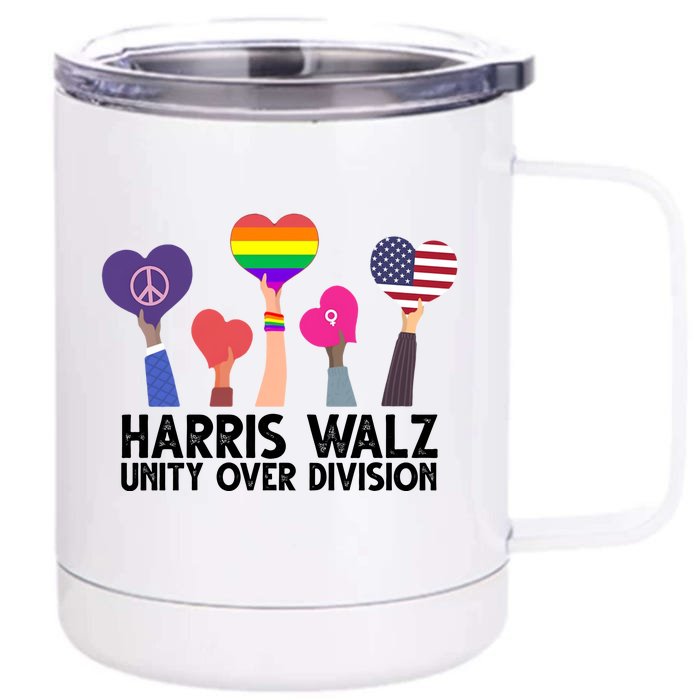 Harris Waltz 2024 Unity Over Division Lgbtq Equality Front & Back 12oz Stainless Steel Tumbler Cup