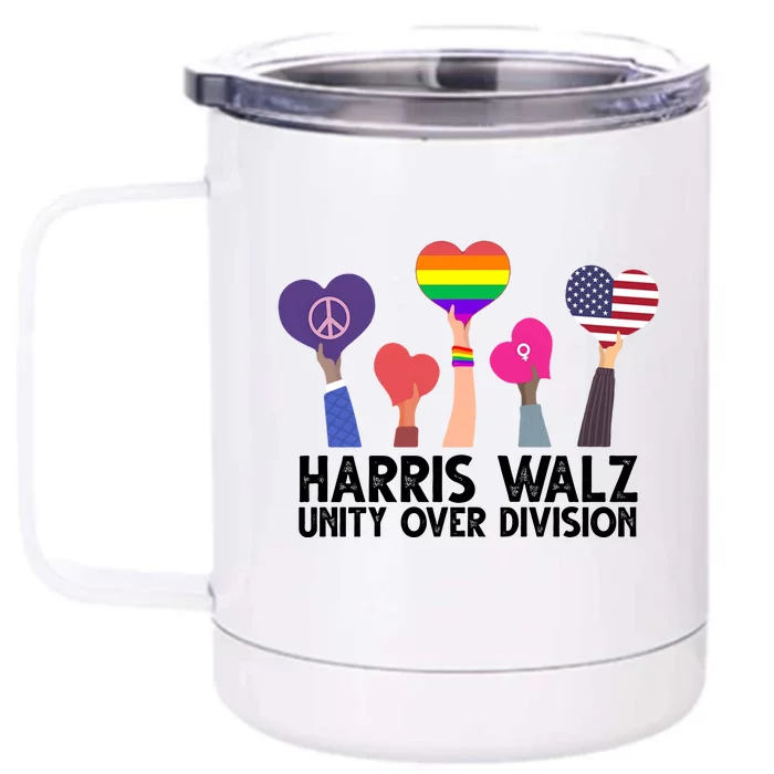 Harris Waltz 2024 Unity Over Division Lgbtq Equality Front & Back 12oz Stainless Steel Tumbler Cup