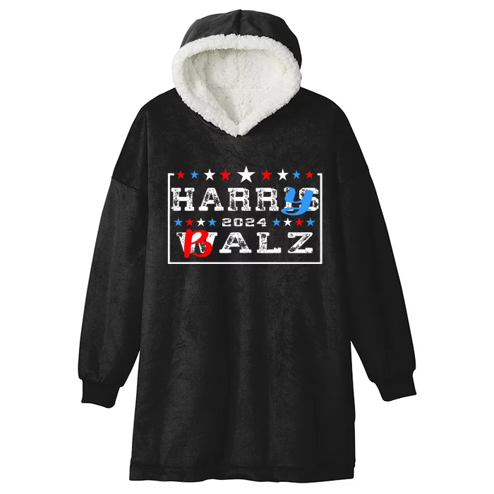 Harris Walz 24 Harry Balz 2024 Vote Democratics Hooded Wearable Blanket