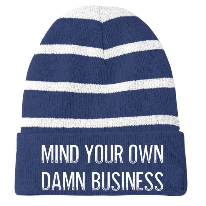 Harris Walz 2024 Mind Your Own Damn Business Striped Beanie with Solid Band