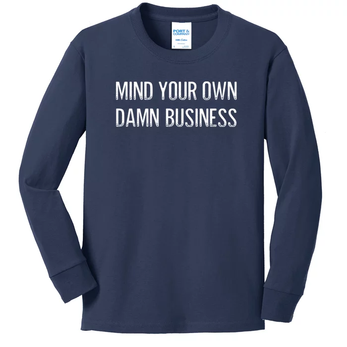 Harris Walz 2024 Mind Your Own Damn Business Kids Long Sleeve Shirt