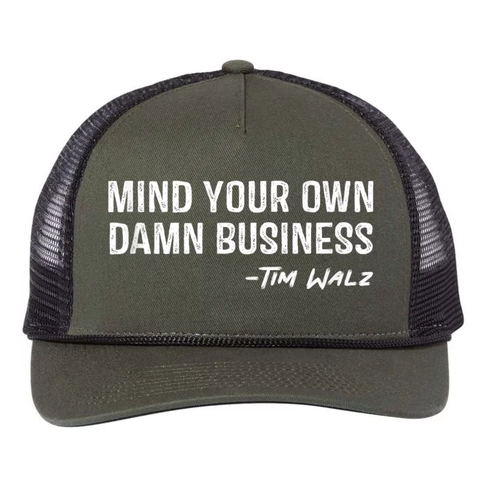 Harris Walz 2024 Mind Your Own Damn Business Retro Rope Trucker Hat Cap