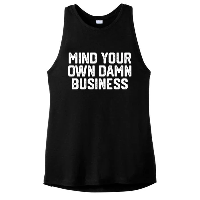 Harris Walz 2024 Mind Your Own Damn Business Ladies Tri-Blend Wicking Tank