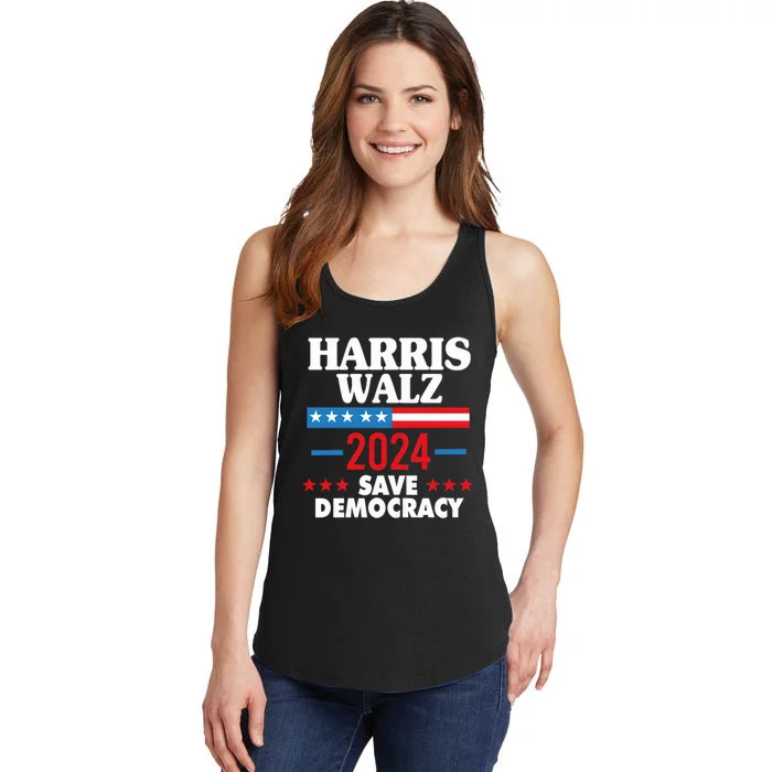 Harris Walz 2024 Save Democracy Ladies Essential Tank