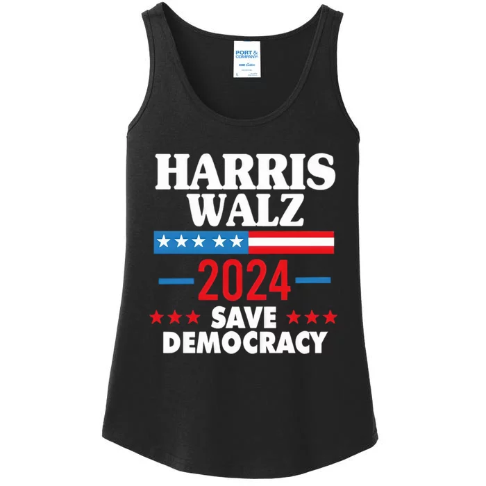 Harris Walz 2024 Save Democracy Ladies Essential Tank