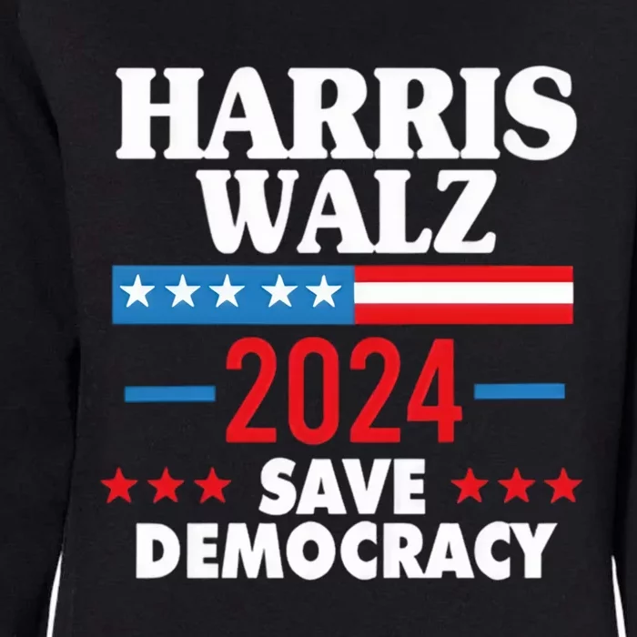 Harris Walz 2024 Save Democracy Womens California Wash Sweatshirt