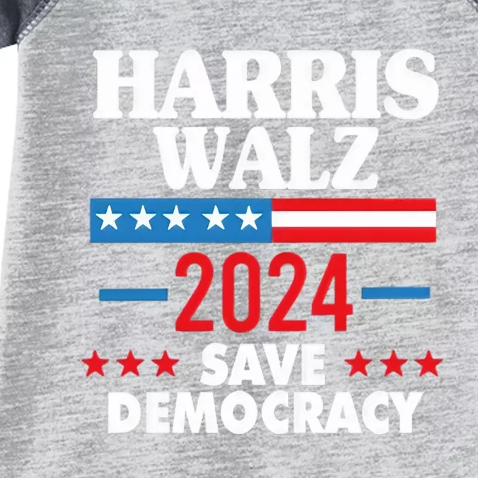 Harris Walz 2024 Save Democracy Infant Baby Jersey Bodysuit