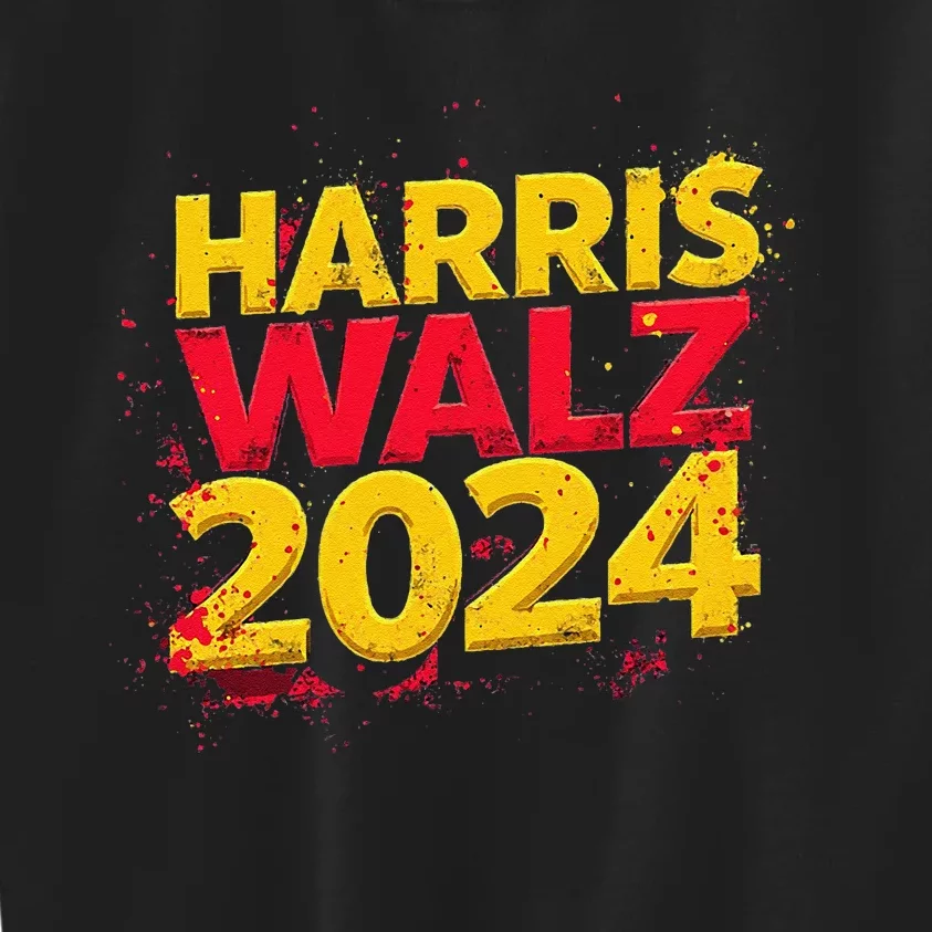 Harris Walz 2024 Typography Vibrant Dynamic Kids Sweatshirt