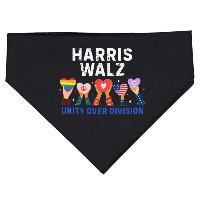 Harris Walz 2024 Unity Over Division Harris Walz 2024 USA-Made Doggie Bandana