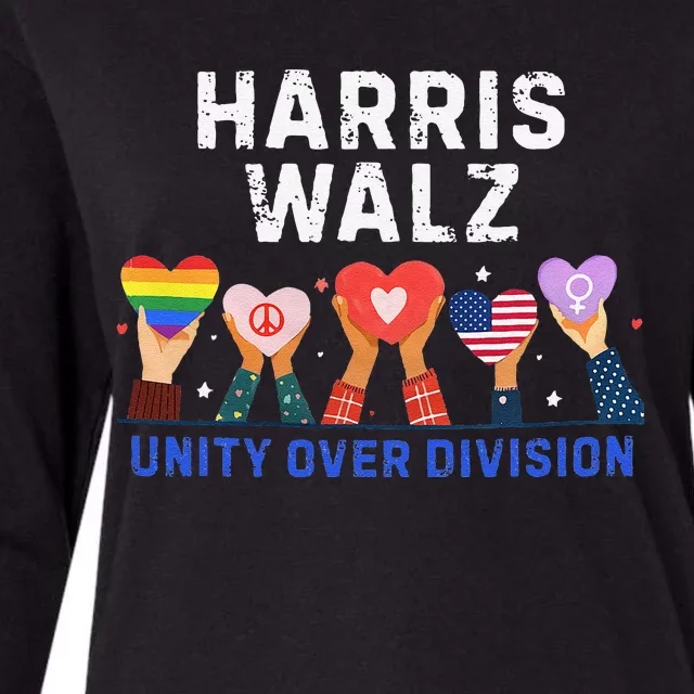 Harris Walz 2024 Unity Over Division Harris Walz 2024 Womens Cotton Relaxed Long Sleeve T-Shirt