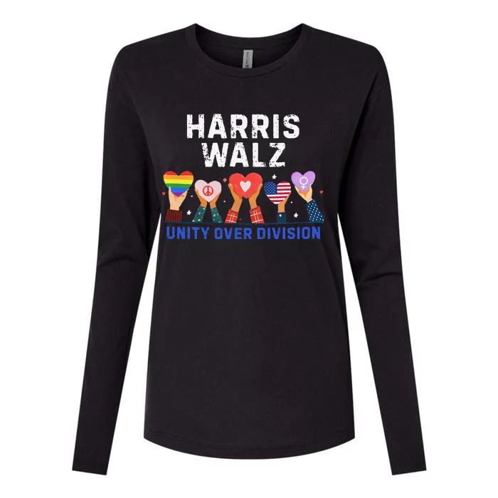 Harris Walz 2024 Unity Over Division Harris Walz 2024 Womens Cotton Relaxed Long Sleeve T-Shirt