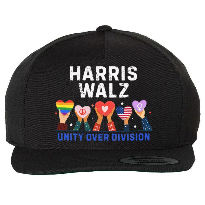 Harris Walz 2024 Unity Over Division Harris Walz 2024 Wool Snapback Cap