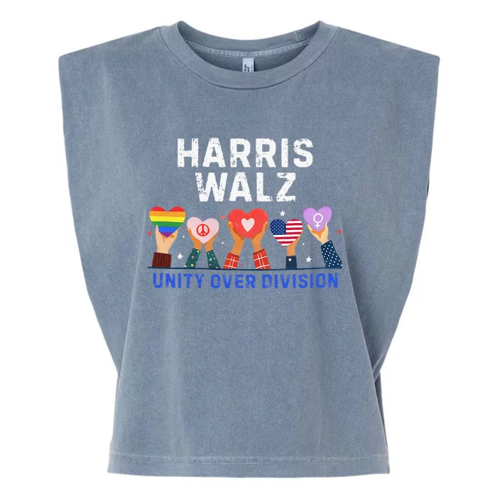 Harris Walz 2024 Unity Over Division Harris Walz 2024 Garment-Dyed Women's Muscle Tee