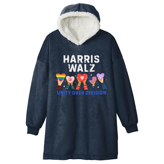 Harris Walz 2024 Unity Over Division Harris Walz 2024 Hooded Wearable Blanket