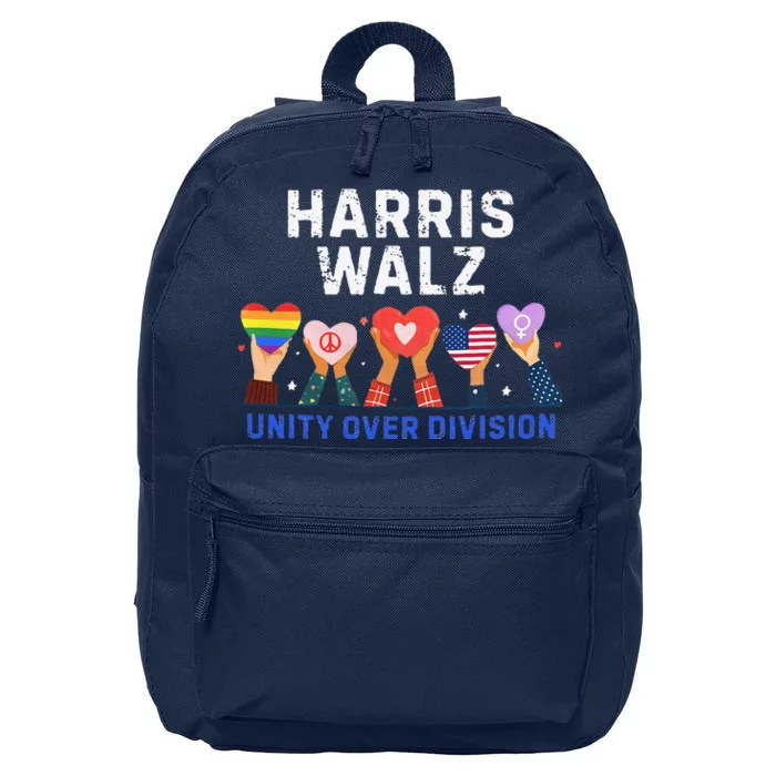 Harris Walz 2024 Unity Over Division Harris Walz 2024 16 in Basic Backpack