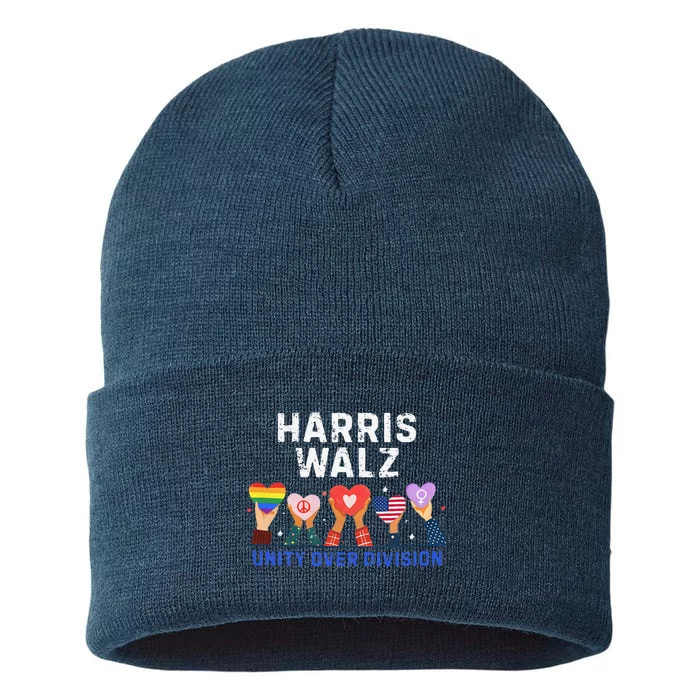 Harris Walz 2024 Unity Over Division Harris Walz 2024 Sustainable Knit Beanie