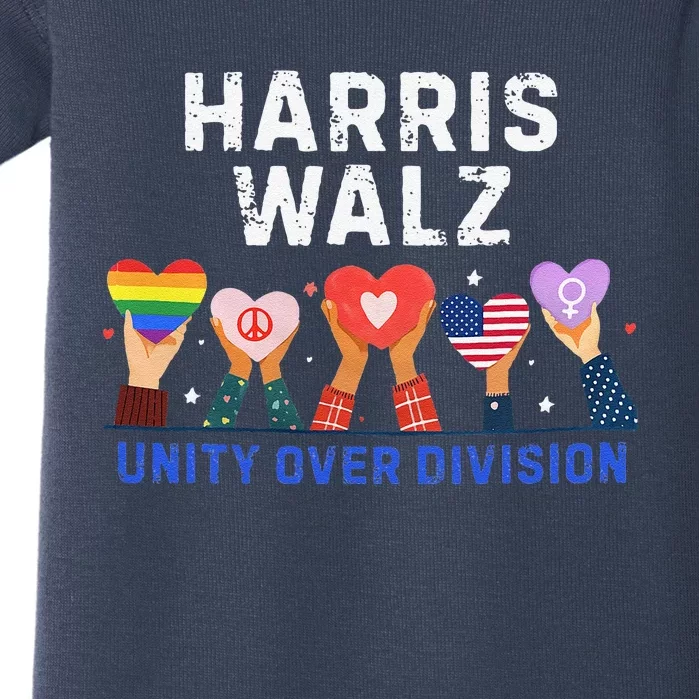 Harris Walz 2024 Unity Over Division Harris Walz 2024 Baby Bodysuit