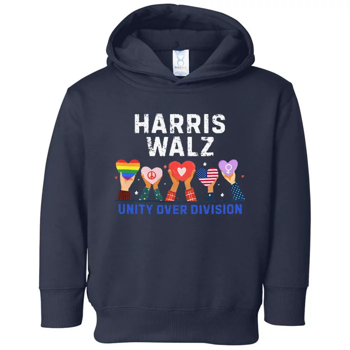 Harris Walz 2024 Unity Over Division Harris Walz 2024 Toddler Hoodie