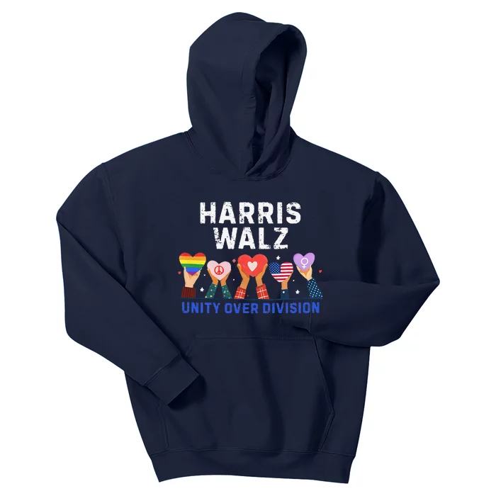 Harris Walz 2024 Unity Over Division Harris Walz 2024 Kids Hoodie