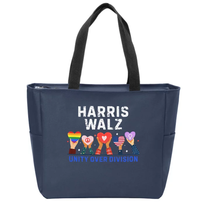 Harris Walz 2024 Unity Over Division Harris Walz 2024 Zip Tote Bag