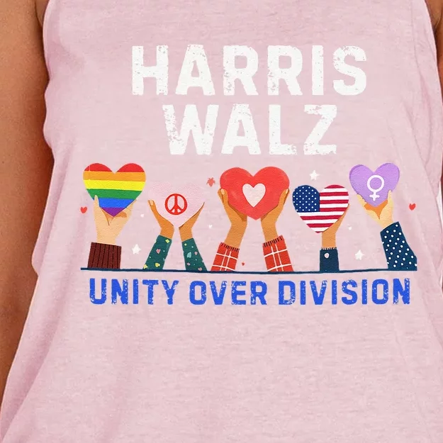 Harris Walz 2024 Unity Over Division Harris Walz 2024 Women's Knotted Racerback Tank