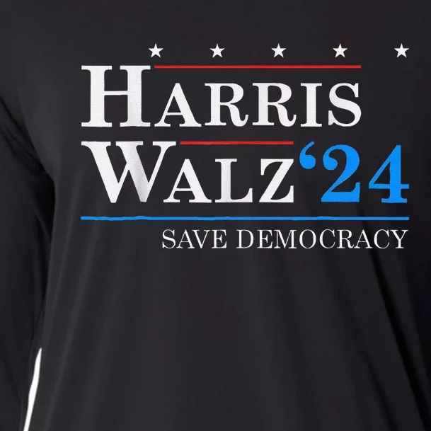 Harris Waltz 2024 Election Save Democracy Kamala Harris Cooling Performance Long Sleeve Crew