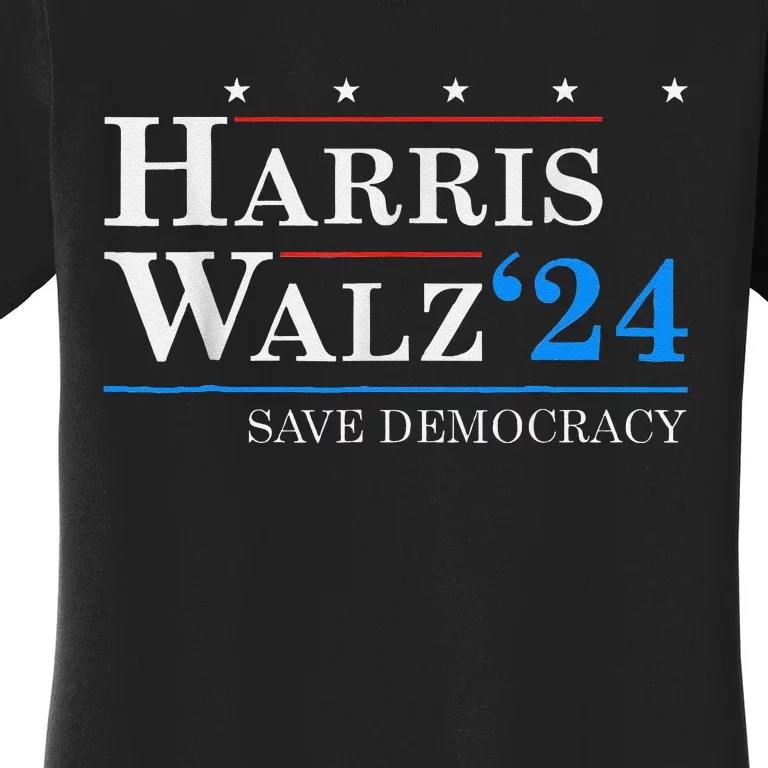 Harris Waltz 2024 Election Save Democracy Kamala Harris Women's T-Shirt