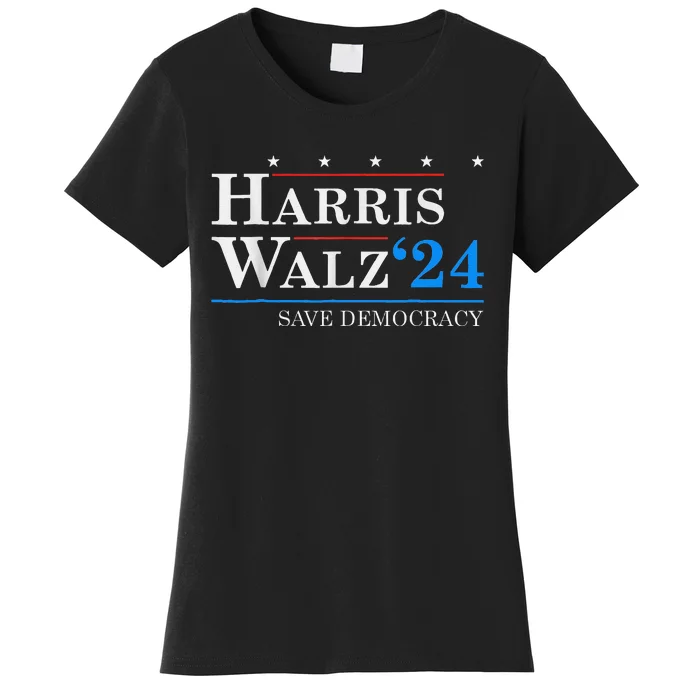 Harris Waltz 2024 Election Save Democracy Kamala Harris Women's T-Shirt