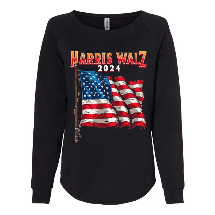 Harris Walz 2024 American Flag Womens California Wash Sweatshirt