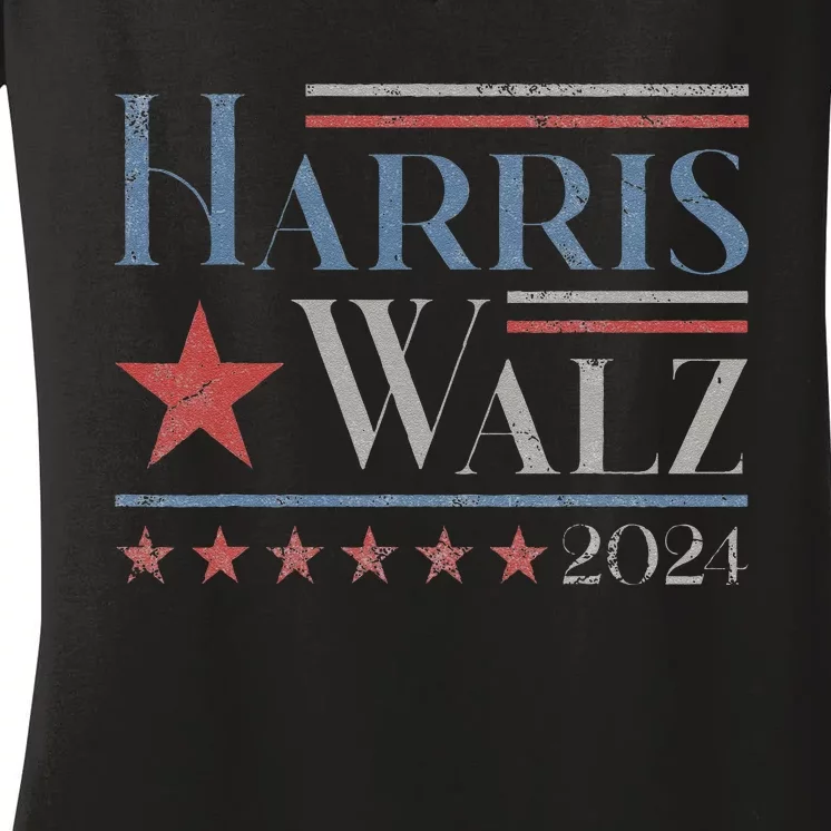 Harris Waltz 2024 Election Vote Kamala Harris Tim Waltz 2024 Women's V-Neck T-Shirt