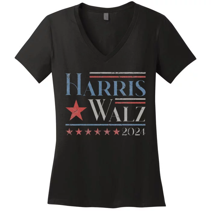 Harris Waltz 2024 Election Vote Kamala Harris Tim Waltz 2024 Women's V-Neck T-Shirt