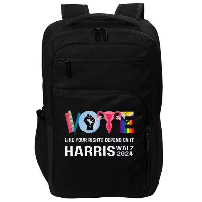 Harris Walz 24 Vote Books R.E.P.R.O.D.U.C.T.I.V.E R.I.G.H.T.S Lgbt Election Impact Tech Backpack