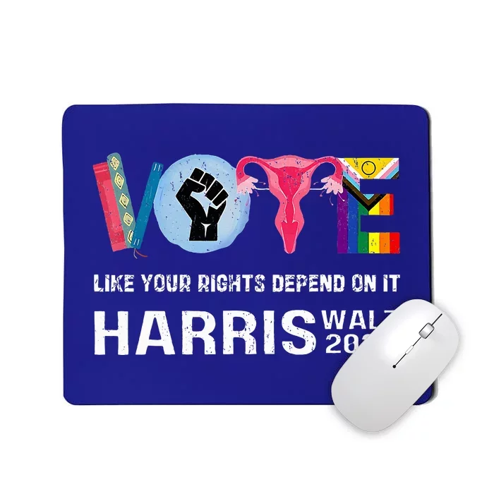 Harris Walz 24 Vote Books R.E.P.R.O.D.U.C.T.I.V.E R.I.G.H.T.S Lgbt Election Mousepad