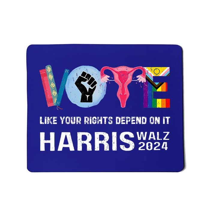 Harris Walz 24 Vote Books R.E.P.R.O.D.U.C.T.I.V.E R.I.G.H.T.S Lgbt Election Mousepad