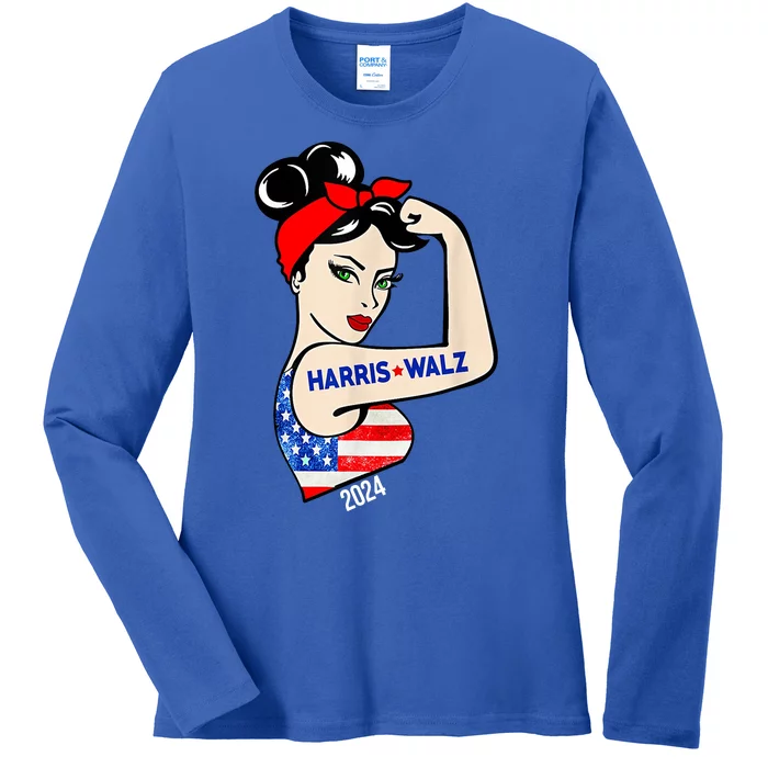 Harris Waltz 2024 Election Female Strong Ladies Long Sleeve Shirt