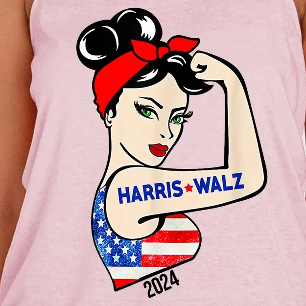 Harris Waltz 2024 Election Female Strong Women's Knotted Racerback Tank