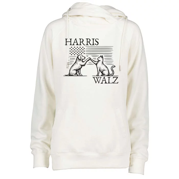 Harris Walz 2024 President Kamala Flag Design Womens Funnel Neck Pullover Hood