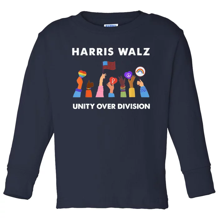 Harris Waltz 2024 Unity Over Division Toddler Long Sleeve Shirt