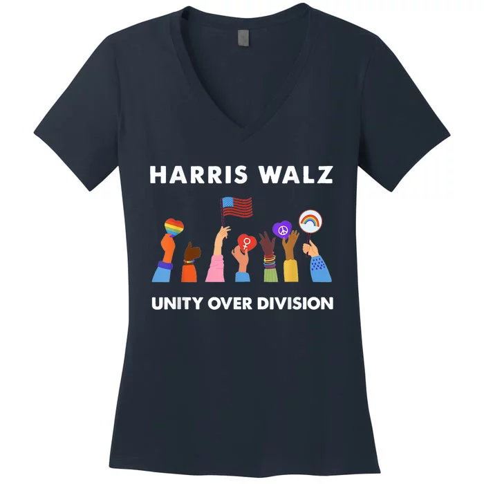 Harris Waltz 2024 Unity Over Division Women's V-Neck T-Shirt