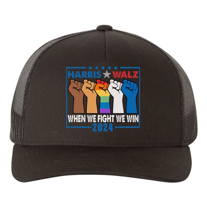 Harris Walz 2024 When We Fight We Win Yupoong Adult 5-Panel Trucker Hat