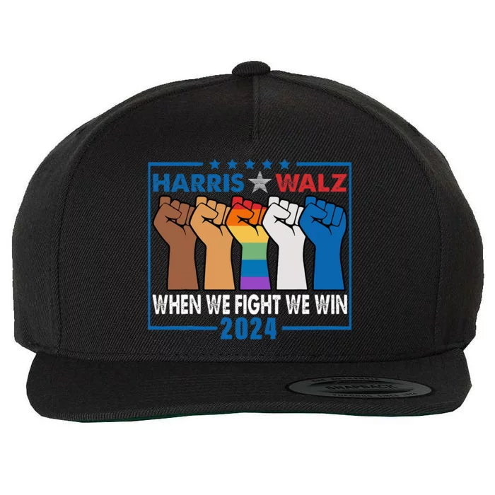 Harris Walz 2024 When We Fight We Win Wool Snapback Cap