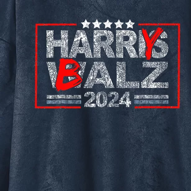 Harris Walz 24 Harry Balz 2024 Democratics Hooded Wearable Blanket