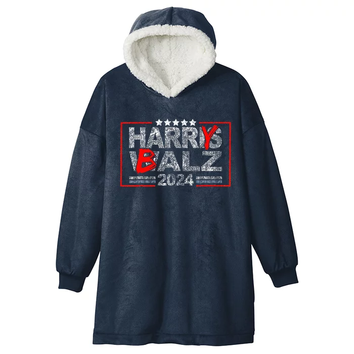 Harris Walz 24 Harry Balz 2024 Democratics Hooded Wearable Blanket